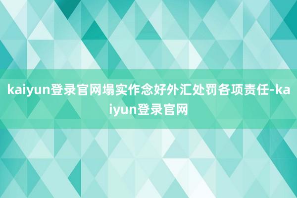 kaiyun登录官网塌实作念好外汇处罚各项责任-kaiyun登录官网
