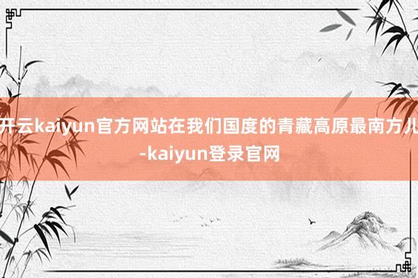开云kaiyun官方网站在我们国度的青藏高原最南方儿-kaiyun登录官网