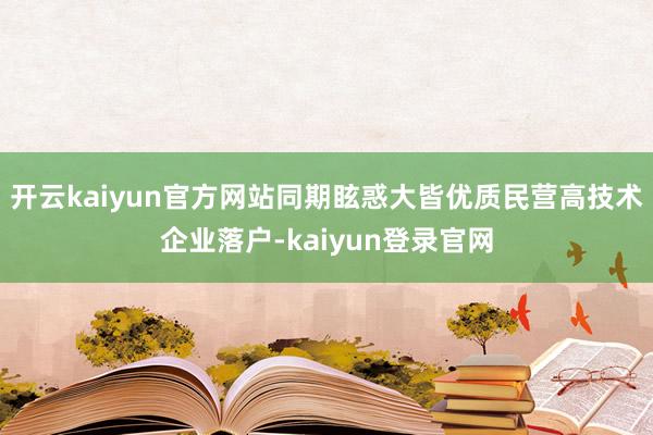 开云kaiyun官方网站同期眩惑大皆优质民营高技术企业落户-kaiyun登录官网