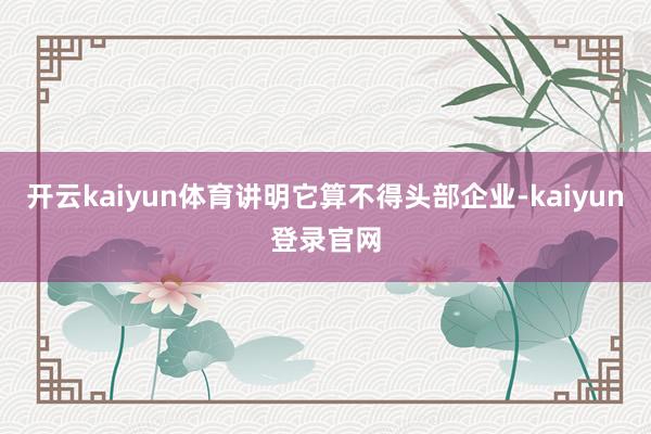 开云kaiyun体育讲明它算不得头部企业-kaiyun登录官网