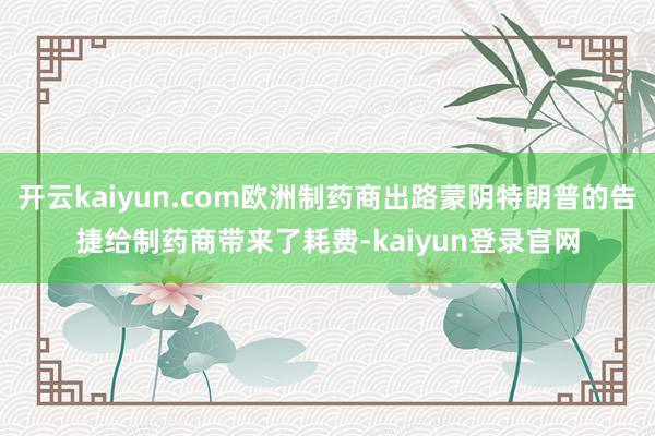 开云kaiyun.com欧洲制药商出路蒙阴特朗普的告捷给制药商带来了耗费-kaiyun登录官网