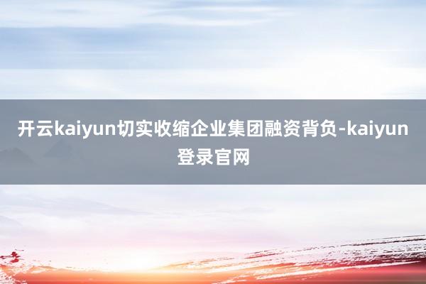 开云kaiyun切实收缩企业集团融资背负-kaiyun登录官网
